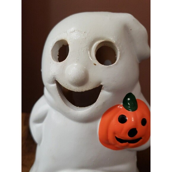 Halloween Ghost Pumpkin Black Cat Ceramic Candle Holder Vintage Jack O'Lantern - Picture 9 of 14
